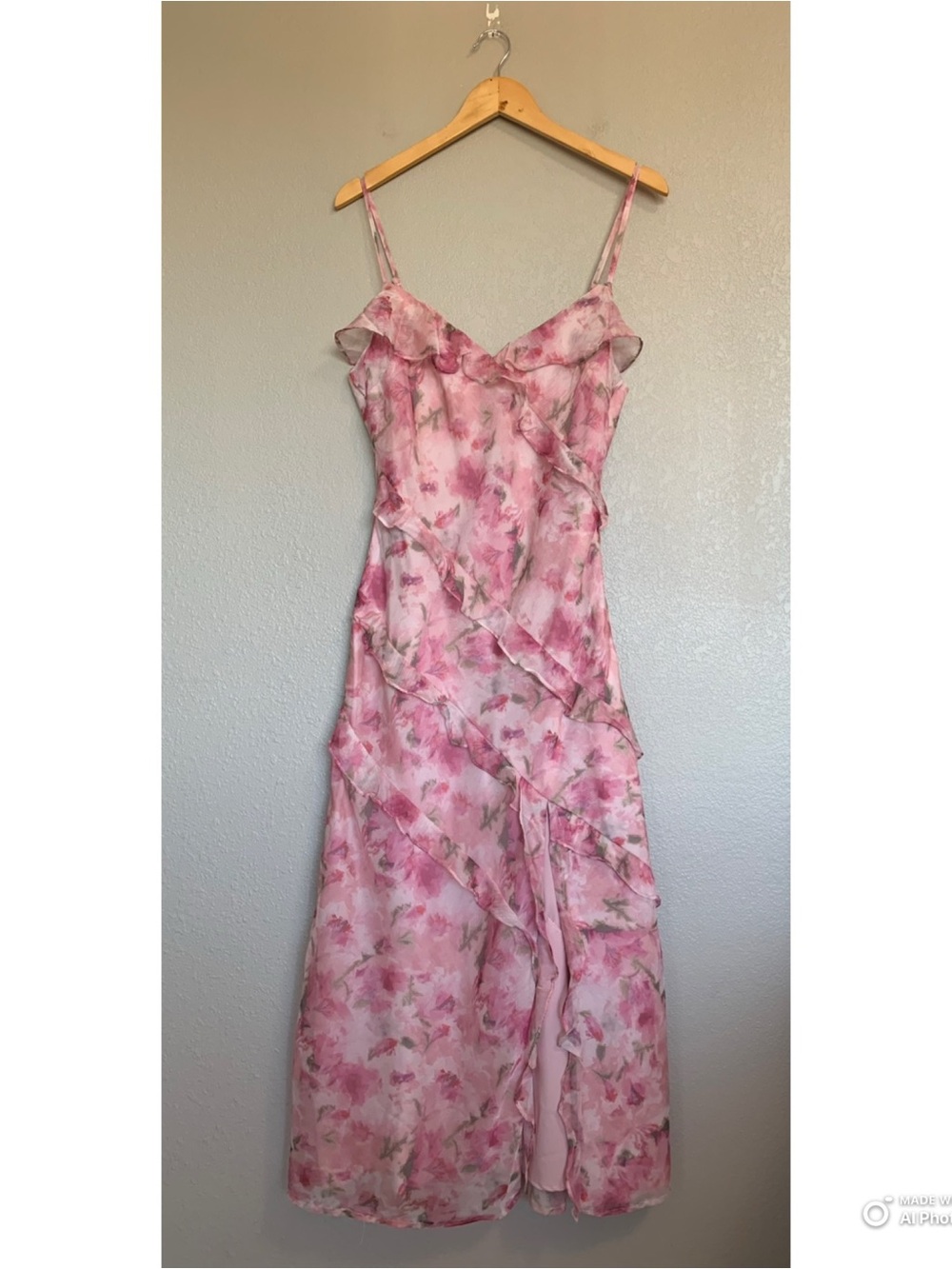 Lulus Large Dreamy Personality Pink Floral Ruffled Sleeveless Midi Dress NWT - Picture 3 of 17